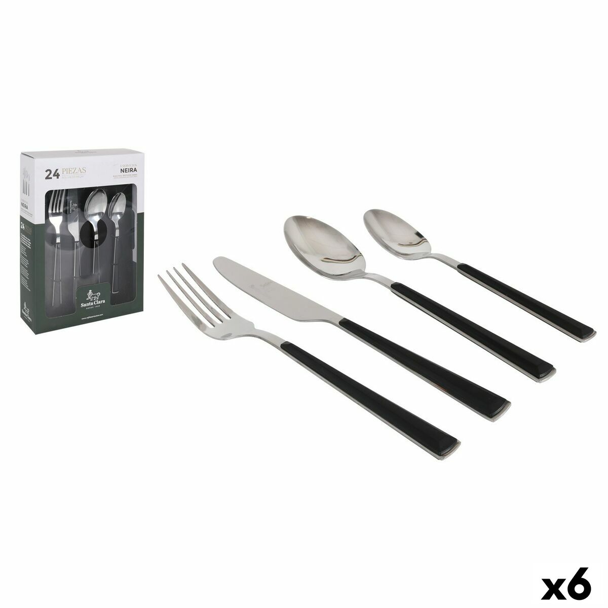 Cutlery Set Santa Clara Neira Steel 24 Pieces (6 Units) Santa Clara