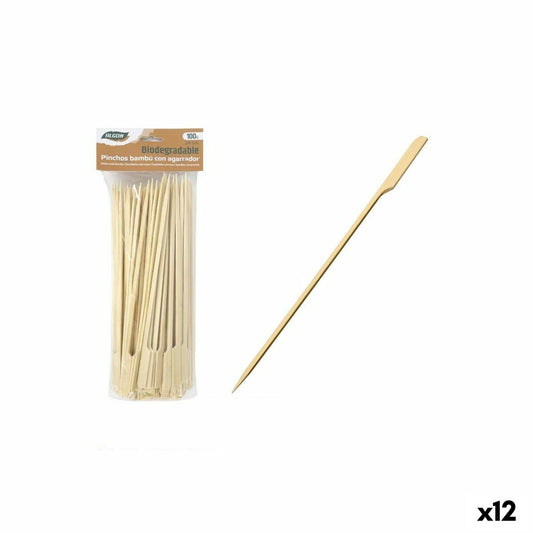 Barbecue Skewer Set Algon Bamboo 100 Pieces 24 cm (12 Units) Algon