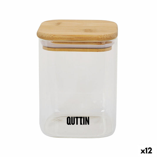 Food Preservation Container Quttin Bamboo Borosilicate Glass 480 ml (12 Units) Quttin