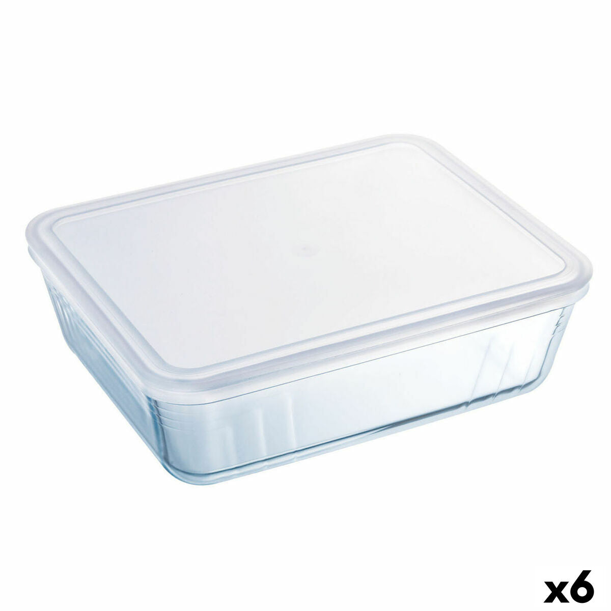 Rectangular Lunchbox with Lid Pyrex Cook & Freeze 19 x 14 x 5 cm 800 ml Transparent Silicone Glass (6 Units) Pyrex