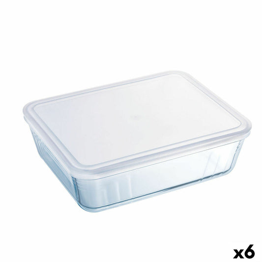 Rectangular Lunchbox with Lid Pyrex Cook & Freeze 22,5 x 17,5 x 6,5 cm 1,5 L Transparent Silicone Glass (6 Units) Pyrex