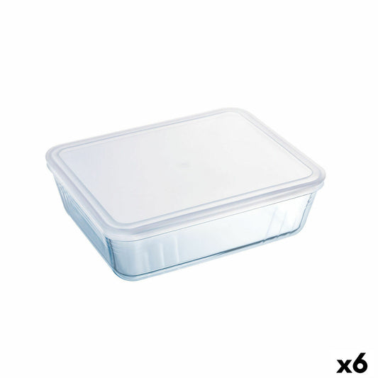 Rectangular Lunchbox with Lid Pyrex Cook & Freeze 25 x 20 cm Transparent Silicone Glass 2,6 L (6 Units) Pyrex