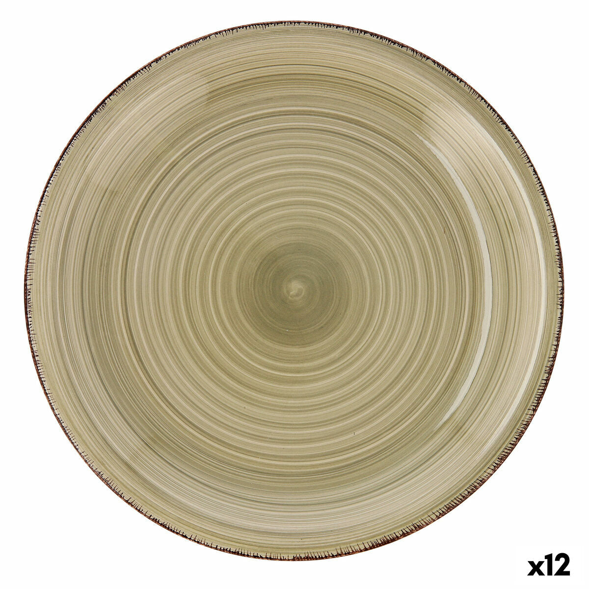 Flat plate Quid Vita Natura Ceramic Green Ø 27 cm (12 Units) Quid