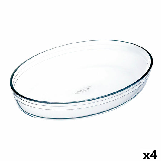 Oven Dish Ô Cuisine Ocuisine Vidrio Transparent Glass Oval 30 x 21 x 7 cm (4 Units) Ô Cuisine