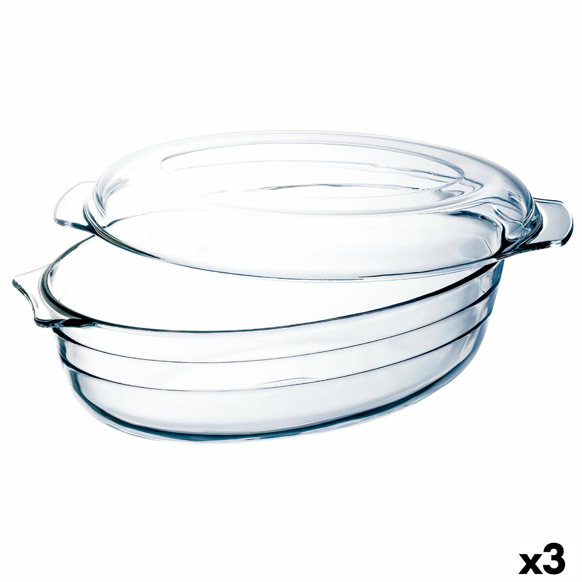 Serving Platter Ô Cuisine Ocuisine Vidrio With lid 3 L 1,1 L Transparent Glass 3 Units Ô Cuisine