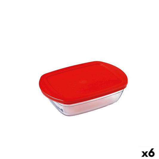 Rectangular Lunchbox with Lid Ô Cuisine Cook&store Ocu Red 400 ml 17 x 10 x 5 cm Glass Silicone (6 Units) Ô Cuisine