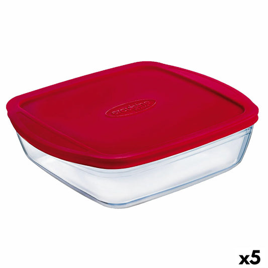 Rectangular Lunchbox with Lid Ô Cuisine Cook&store Ocu Red 2,5 L 28 x 20 x 8 cm Silicone Glass (5 Units) Ô Cuisine