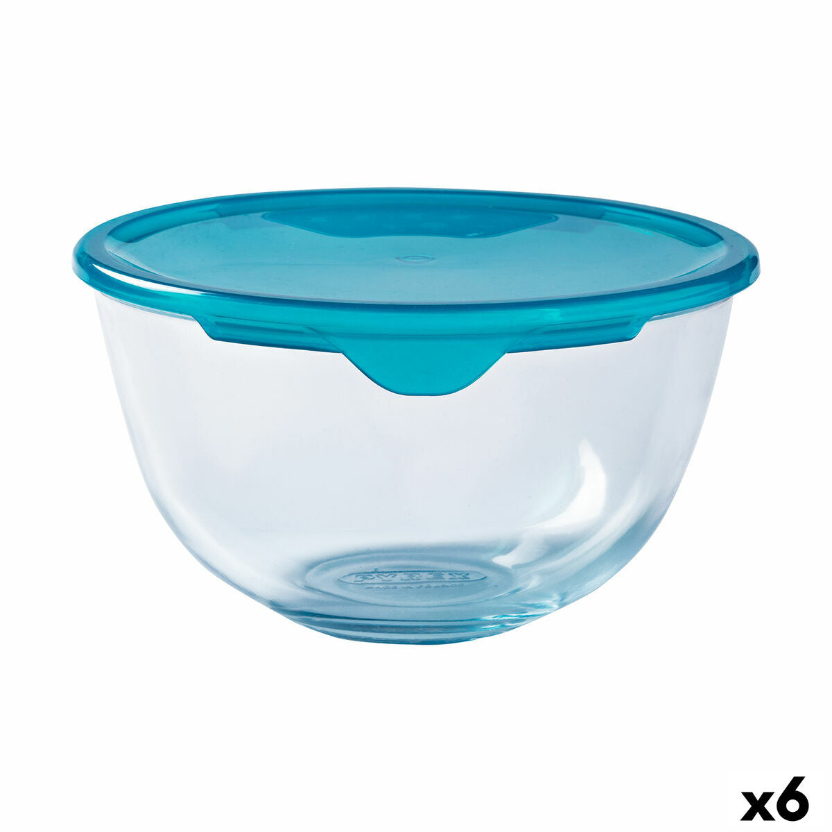 Round Lunch Box with Lid Pyrex Cook & Store Blue 15 x 15 x 8 cm 500 ml Silicone Glass (6 Units) Pyrex