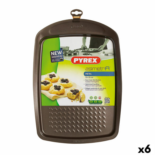 Molde para Horno Pyrex Asimetria Rectangular Negro Metal 33 x 25 cm (6 Unidades)