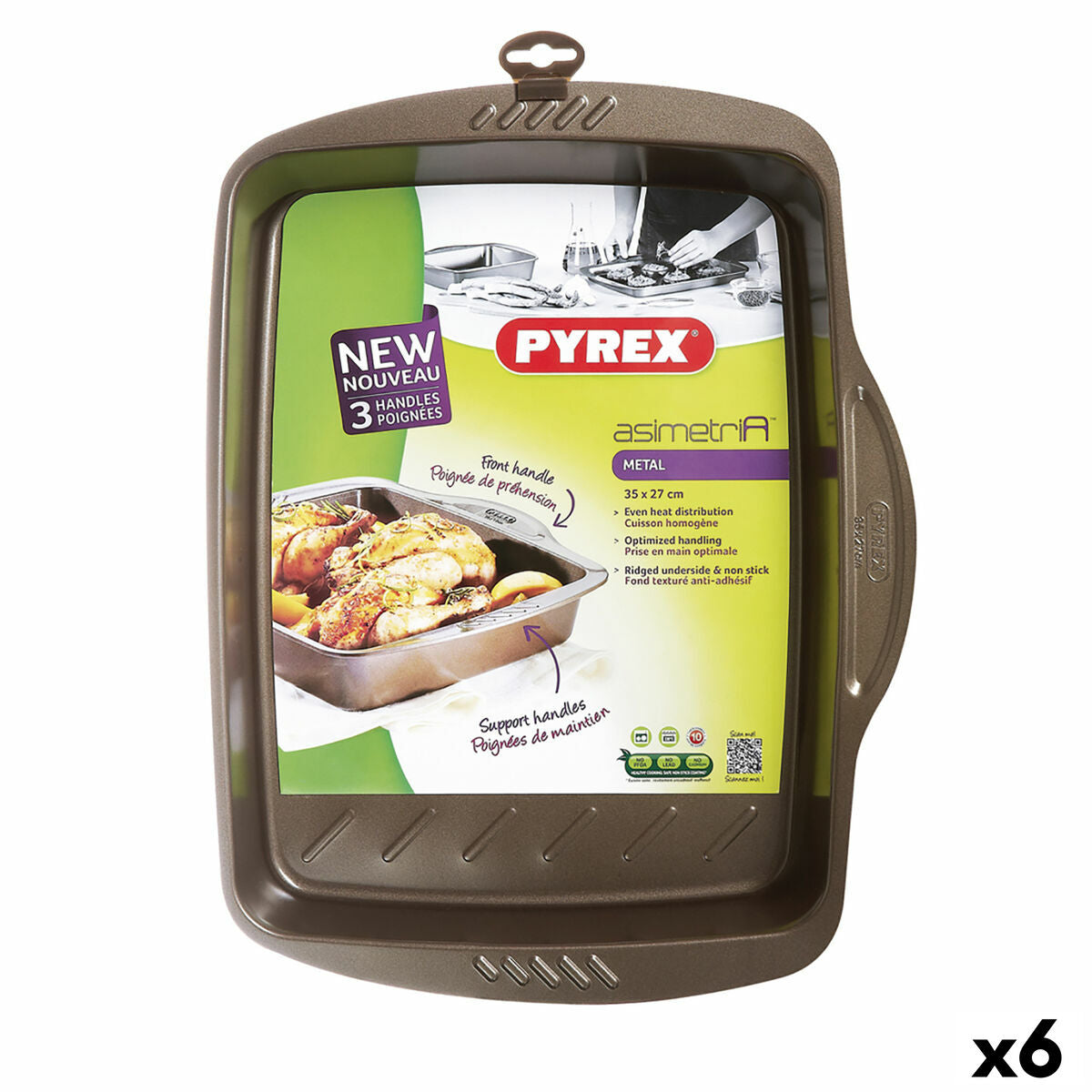 Rectangular Mould Pyrex Asimetria Black Metal 35 x 27 cm Rectangular (6 Units) Pyrex