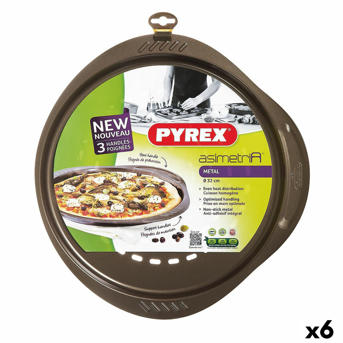 Pizza Mould Pyrex Asimetria Metal Ø 32 cm (6 Units) Pyrex