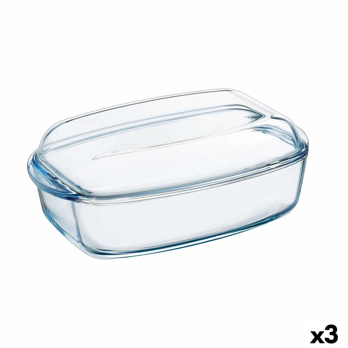 Serving Platter Pyrex Classic With lid 4,5 L 38 x 22 x 11 cm Transparent Glass (3 Units) Pyrex