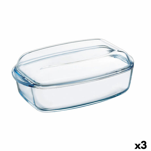 Serving Platter Pyrex Classic With lid 4,5 L 38 x 22 x 11 cm Transparent Glass (3 Units)