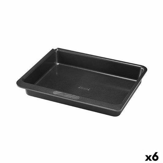 Oven Mould Pyrex Magic Squared Rectangular Black Metal 24 x 24 cm (6 Units) Pyrex