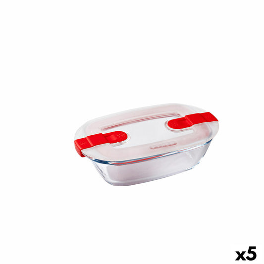 Hermetic Lunch Box Pyrex Cook & Heat Rectangular 400 ml 17 x 10 x 5 cm Transparent Glass (5 Units) Pyrex