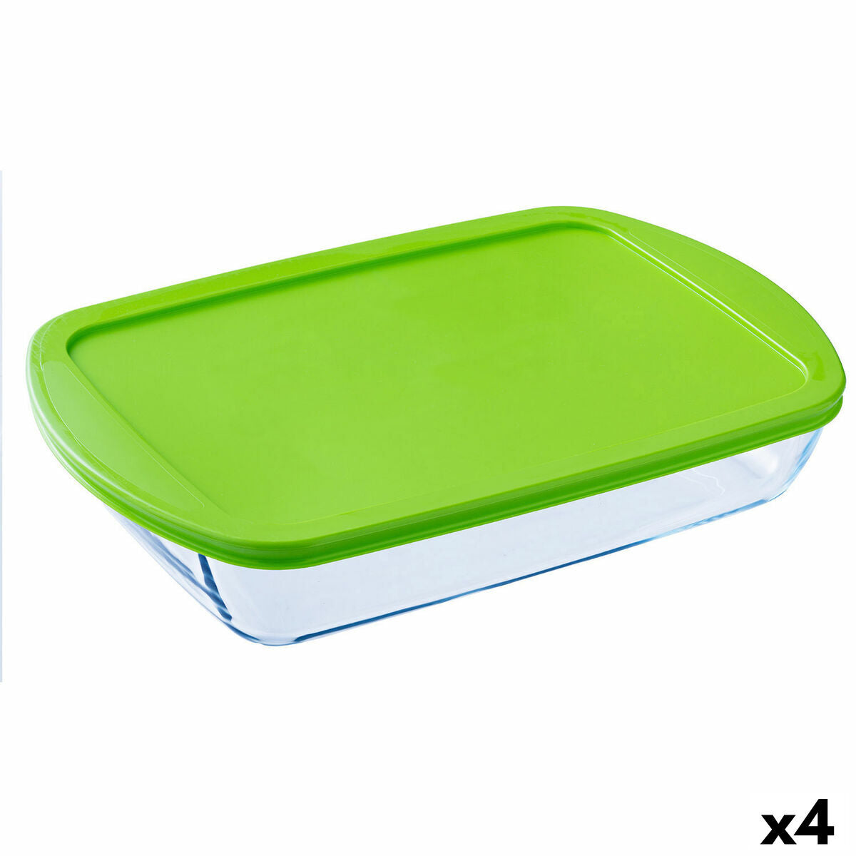 Rectangular Lunchbox with Lid Pyrex Cook & store Transparent Silicone Glass (4,5 L) (4 Units) Pyrex