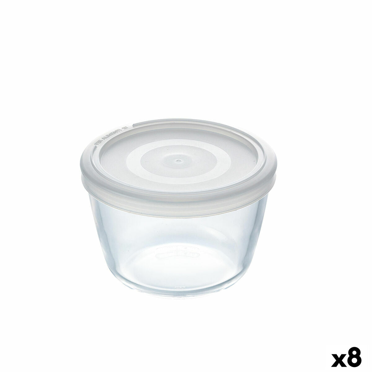 Round Lunch Box with Lid Pyrex Cook&freeze 600 ml 12 x 12 x 9 cm Transparent Glass Silicone (8 Units) Pyrex