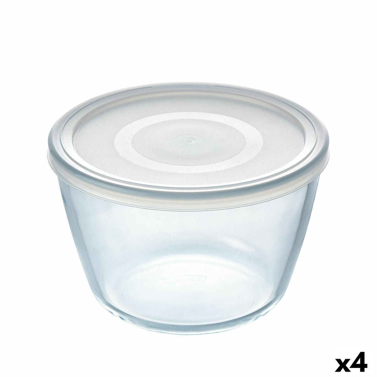 Round Lunch Box with Lid Pyrex Cook & Freeze 1,6 L 17 x 17 x 12 cm Transparent Silicone Glass (4 Units) Pyrex