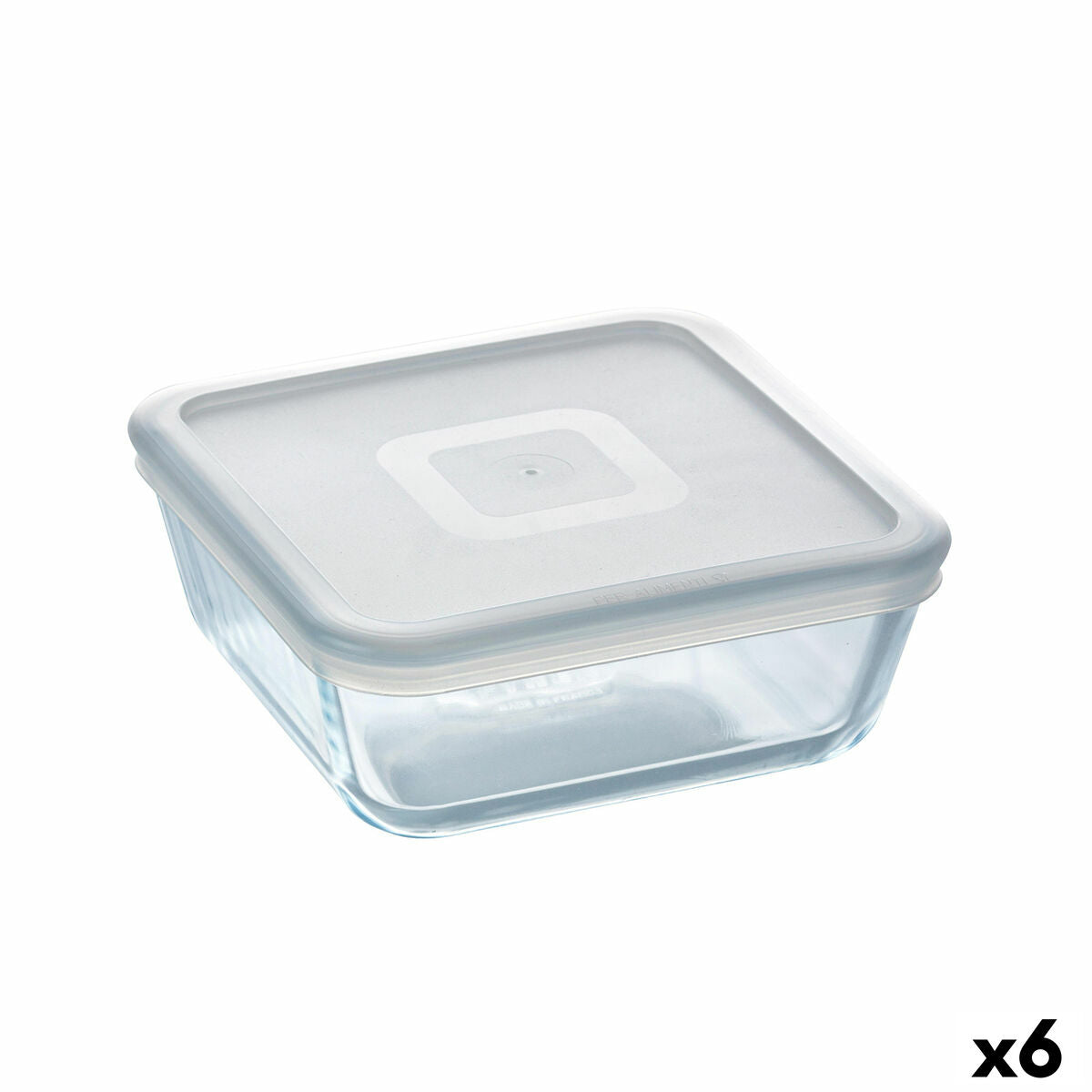 Square Lunch Box with Lid Pyrex Cook&freeze 850 ml 14 x 14 cm Transparent Glass Silicone (6 Units) Pyrex