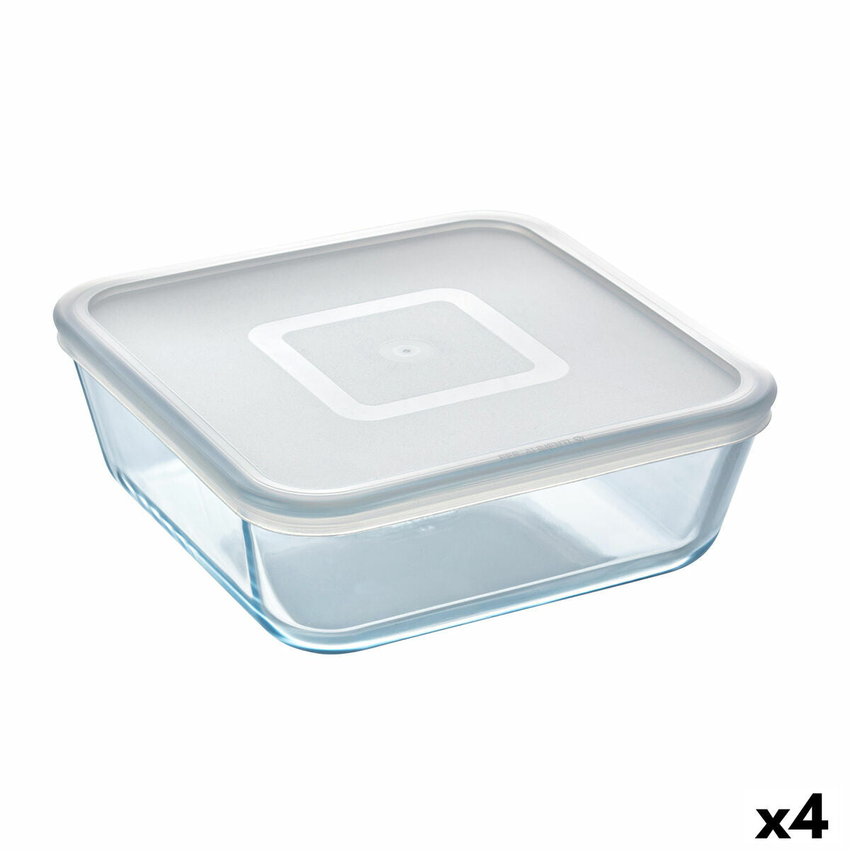 Square Lunch Box with Lid Pyrex Cook & Freeze 2 L 19 x 19 cm Transparent Silicone Glass (4 Units) Pyrex