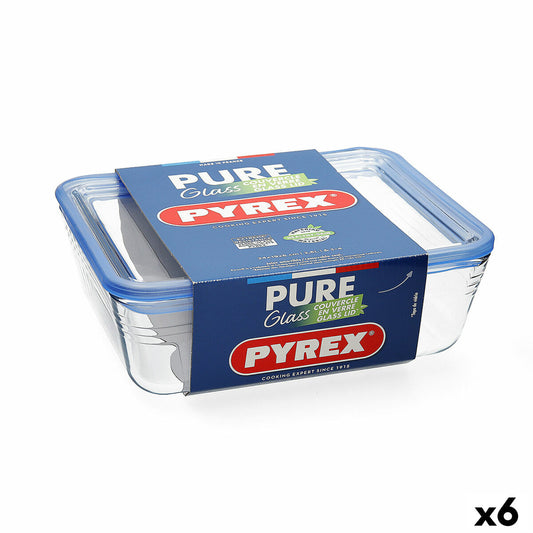 Hermetic Lunch Box Pyrex Pure Glass Transparent Glass (800 ml) (6 Units) Pyrex