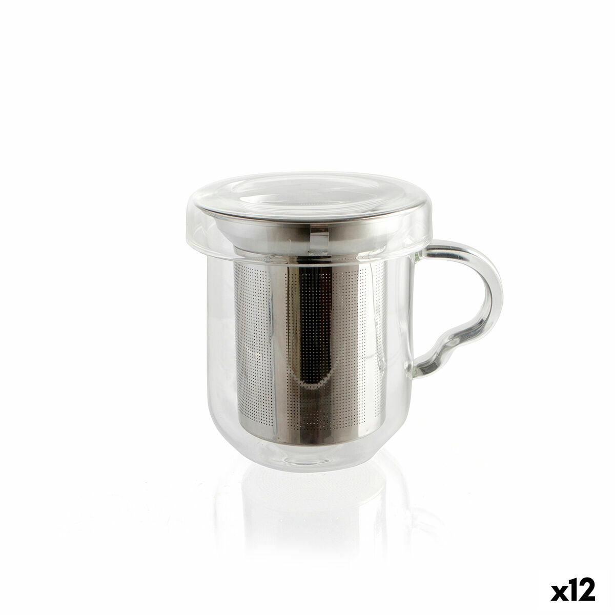 Cup with Tea Filter Quid Serenia Transparent Glass Stainless steel 350 ml (12 Units) Quid