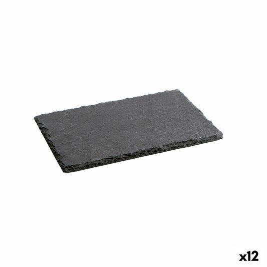 Slate Effect Ceramic Tray Quid Gastro Fresh Black (40 x 30 cm) (12 Units) Quid