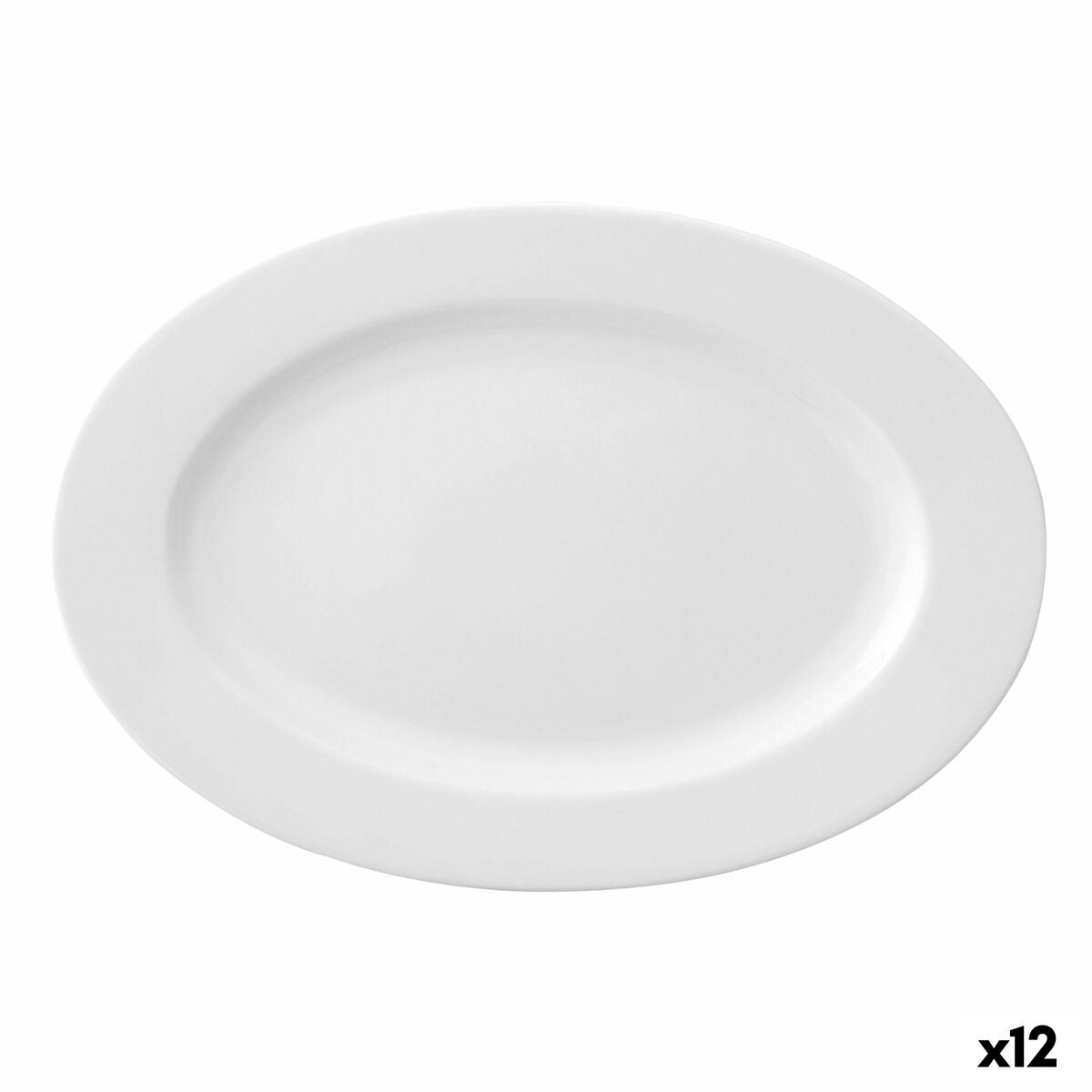 Flat plate Ariane Prime Oval Ceramic White (22 x 20 cm) (12 Units) Ariane