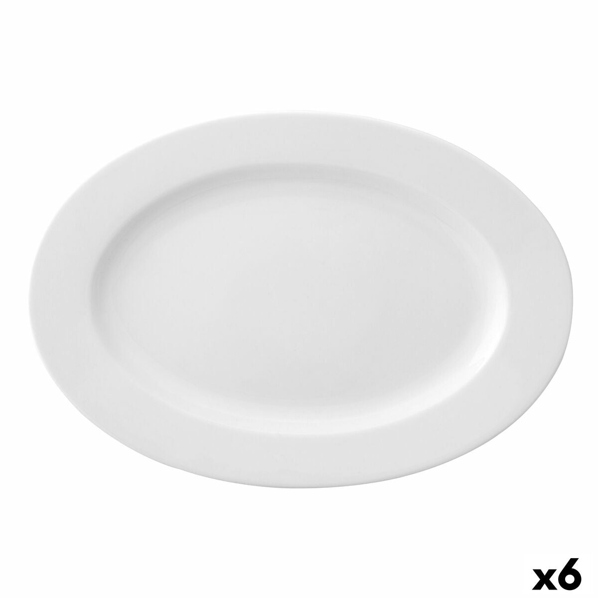 Flat plate Ariane Prime Oval Ceramic White (38 x 25 cm) (6 Units) Ariane