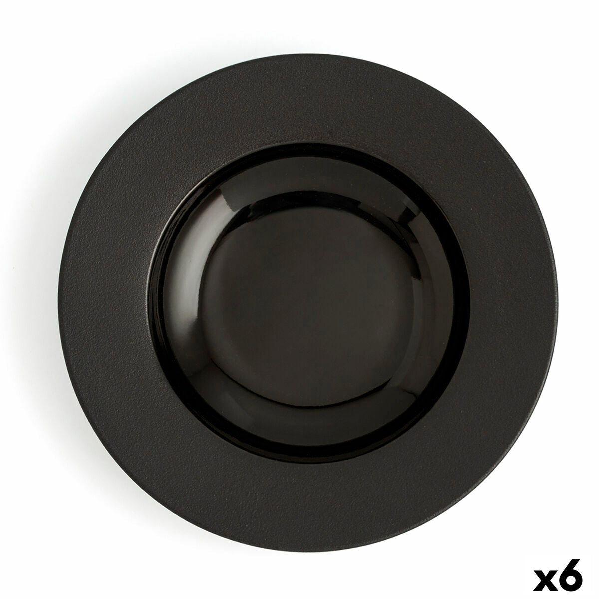 Deep Plate Ariane Antracita Black Ceramic Ø 26 cm (6 Units) Ariane