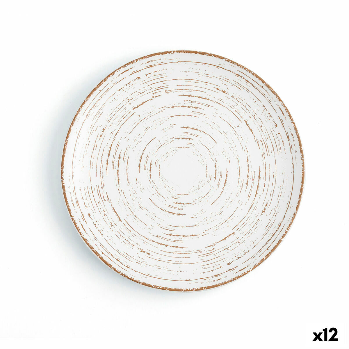 Flat Plate Ariane Tornado White Bicoloured Ceramic Ø 21 cm (12 Units) Ariane