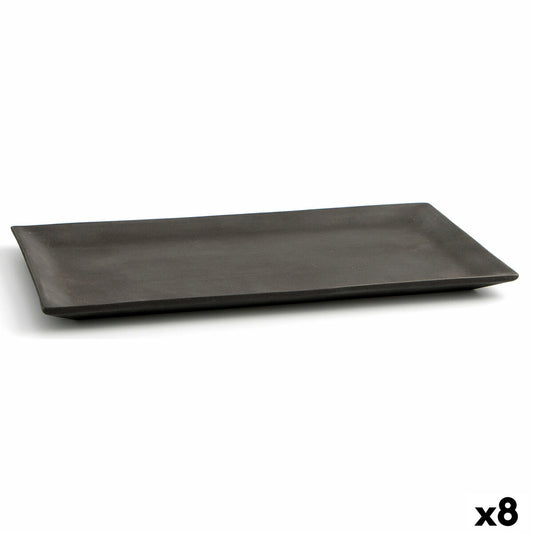 Snack tray Quid Mineral Gres Black Ceramic 15 x 30 cm (8 Units) Quid