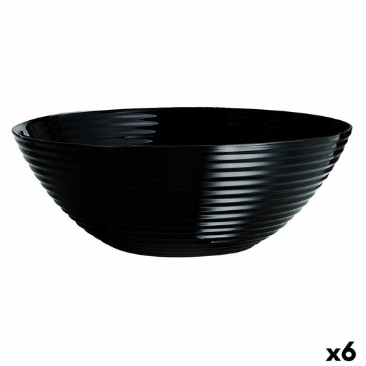 Salad Bowl Luminarc Harena Black Glass (Ø 27 cm) (6 Units) Luminarc