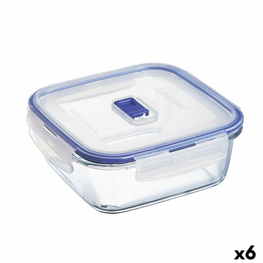 Hermetic Lunch Box Luminarc Pure Box Active 1,22 L Bicoloured Glass (6 Units) Luminarc