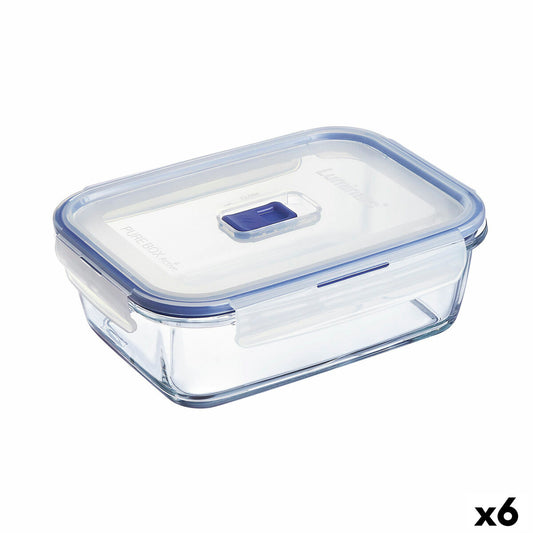 Hermetic Lunch Box Luminarc Pure Box Active 19 x 13 cm 1,22 L Bicoloured Glass (6 Units) Luminarc