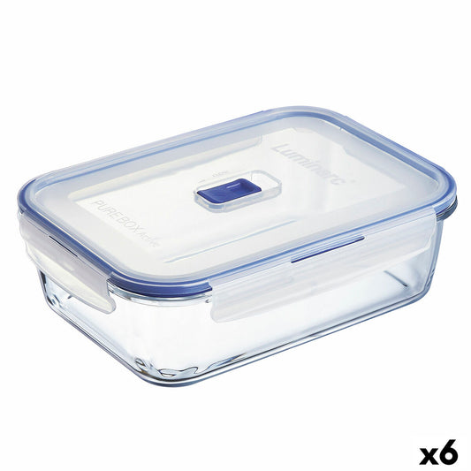 Hermetic Lunch Box Luminarc Pure Box Active 22 x 16 cm 1,97 l Bicoloured Glass (6 Units) Luminarc