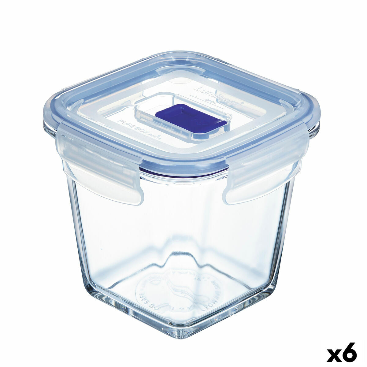 Hermetic Lunch Box Luminarc Pure Box Active 11,4 x 11,4 x 11 cm 750 ml Bicoloured Glass (6 Units) Luminarc