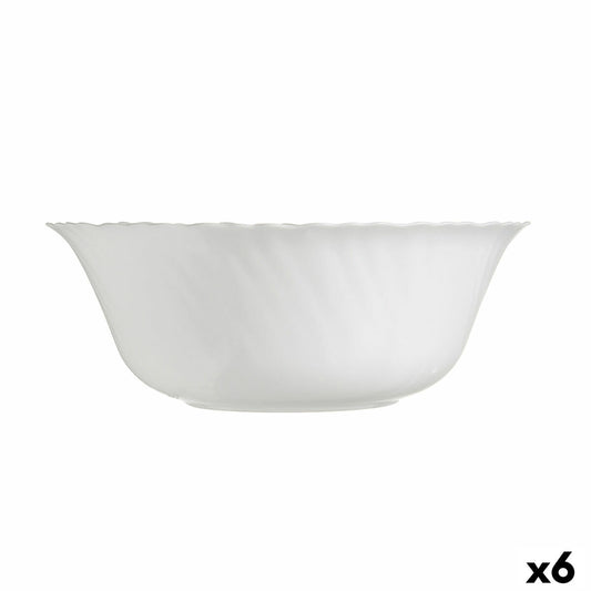 Salad Bowl Luminarc Feston White Glass (25 cm) (6 Units) Luminarc