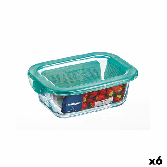 Rectangular Lunchbox with Lid Luminarc Keep'n Lagon 18,5 x 13 x 6,6 cm Turquoise 1,22 L Glass (6 Units) Luminarc