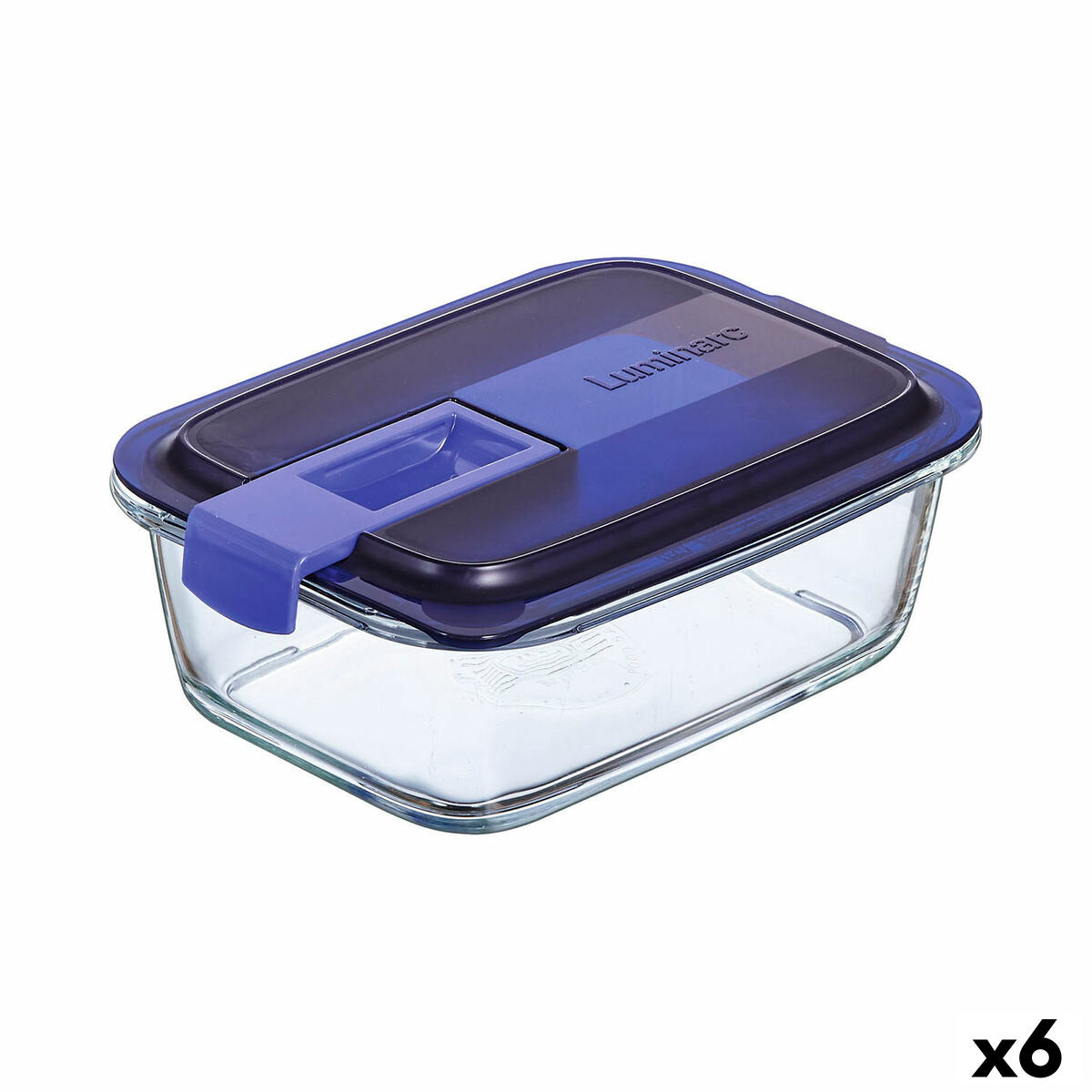 Hermetic Lunch Box Luminarc Easy Box Blue Glass (6 Units) (820 ml) Luminarc