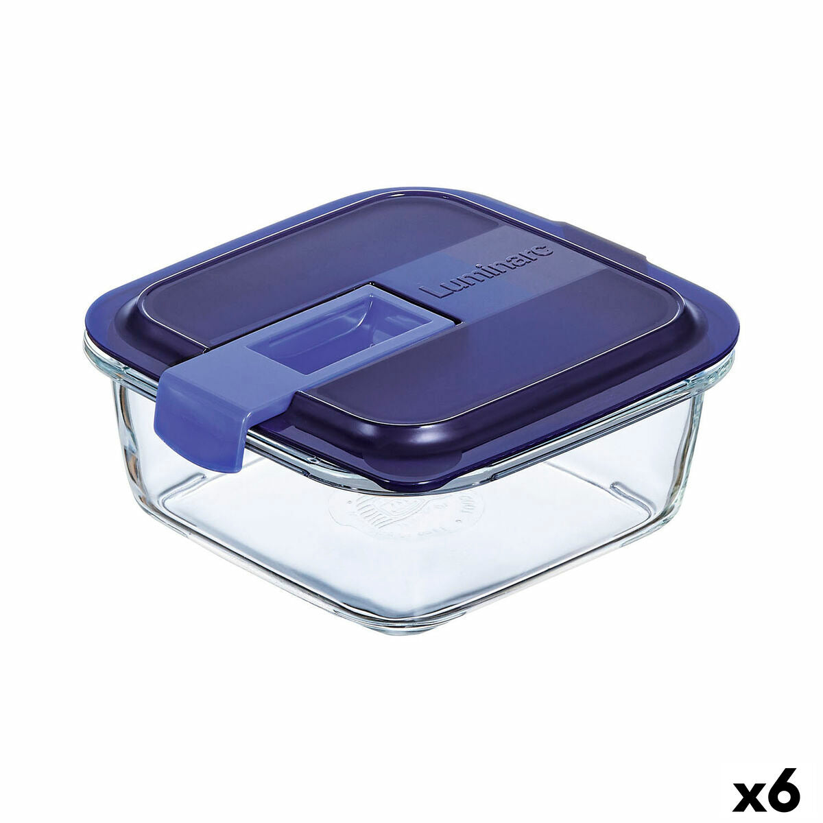 Hermetic Lunch Box Luminarc Easy Box Blue Glass (760 ml) (6 Units) Luminarc