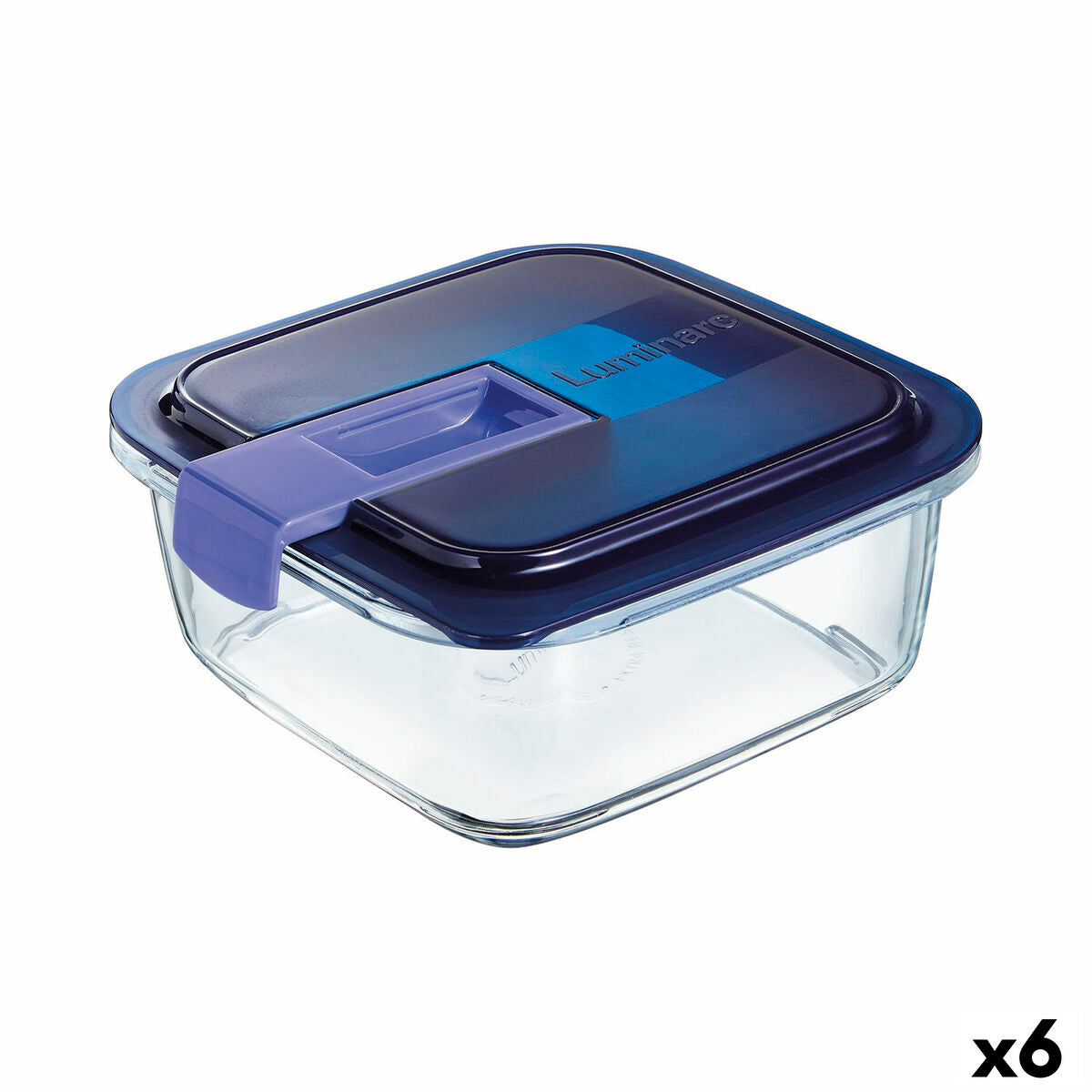 Hermetic Lunch Box Luminarc Easy Box Blue Glass (6 Units) (1,22 L) Luminarc