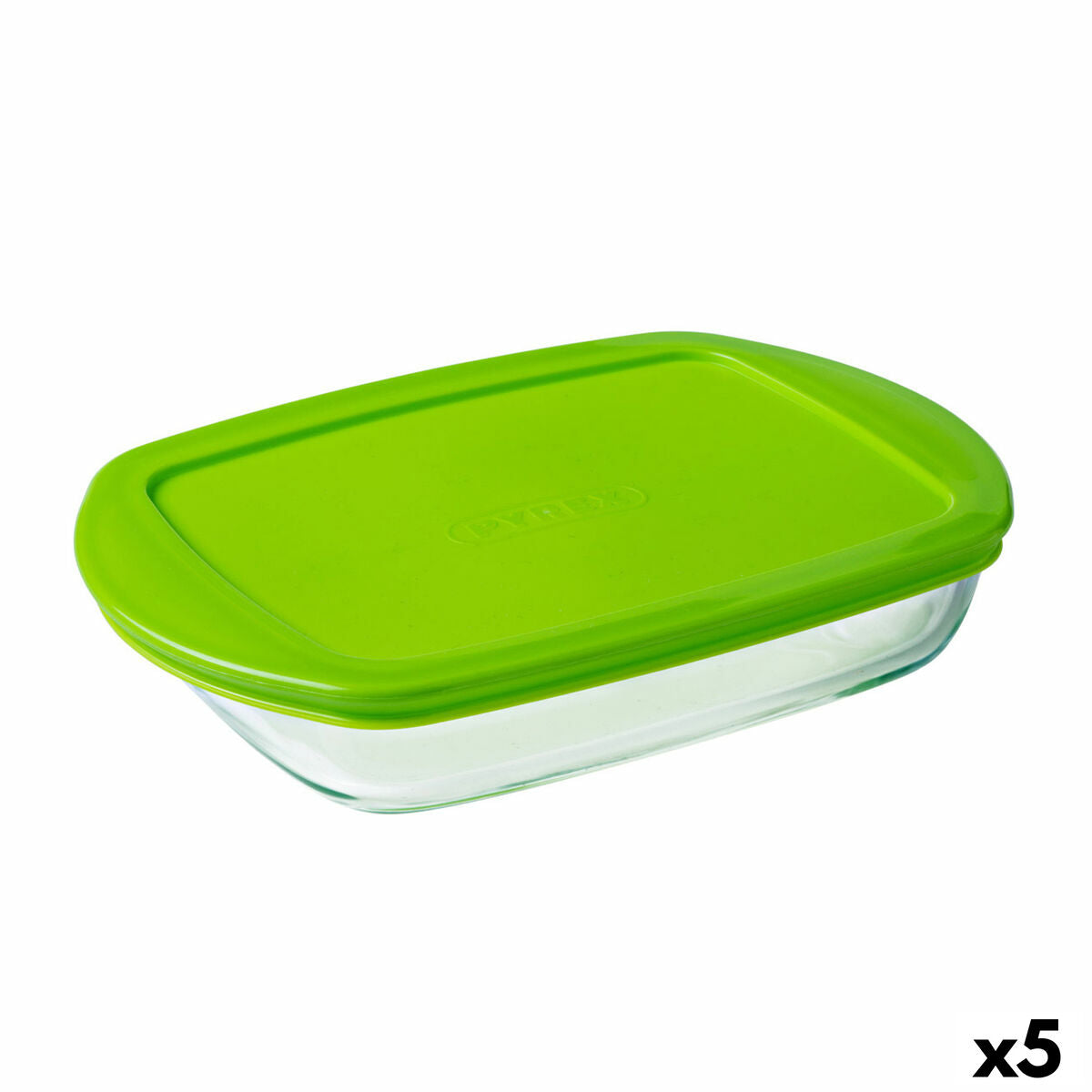 Rectangular Lunchbox with Lid Pyrex Prep&store Px Green 1,6 L 28 x 20 cm Glass (5 Units) Pyrex