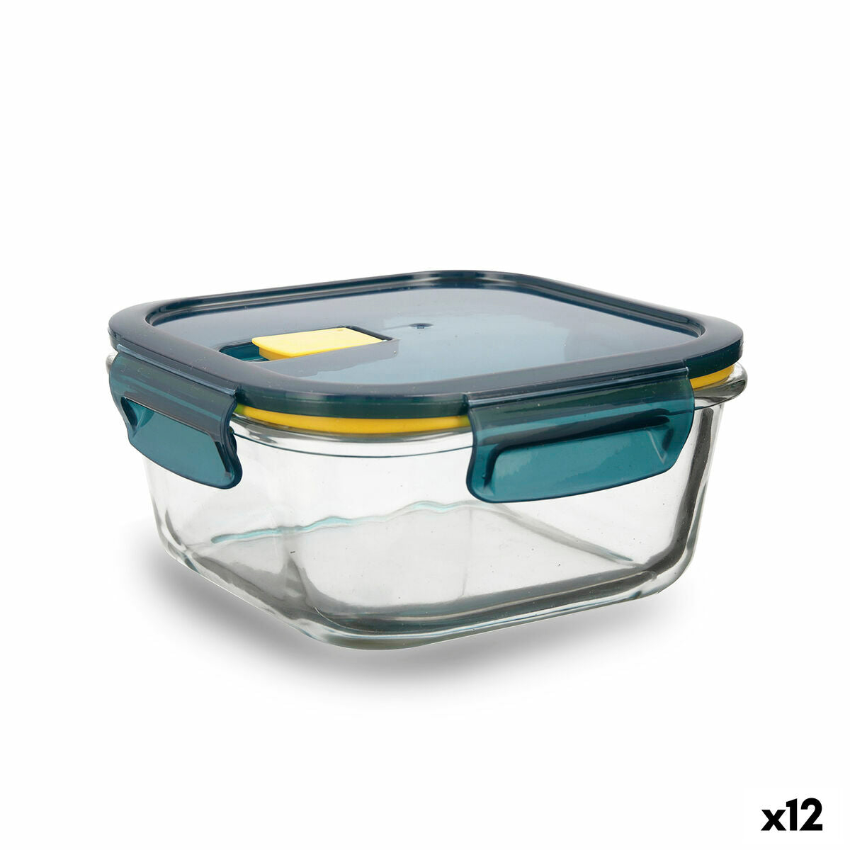 Hermetic Lunch Box Quid Astral 800 ml Squared Blue Glass (12 Units) Quid