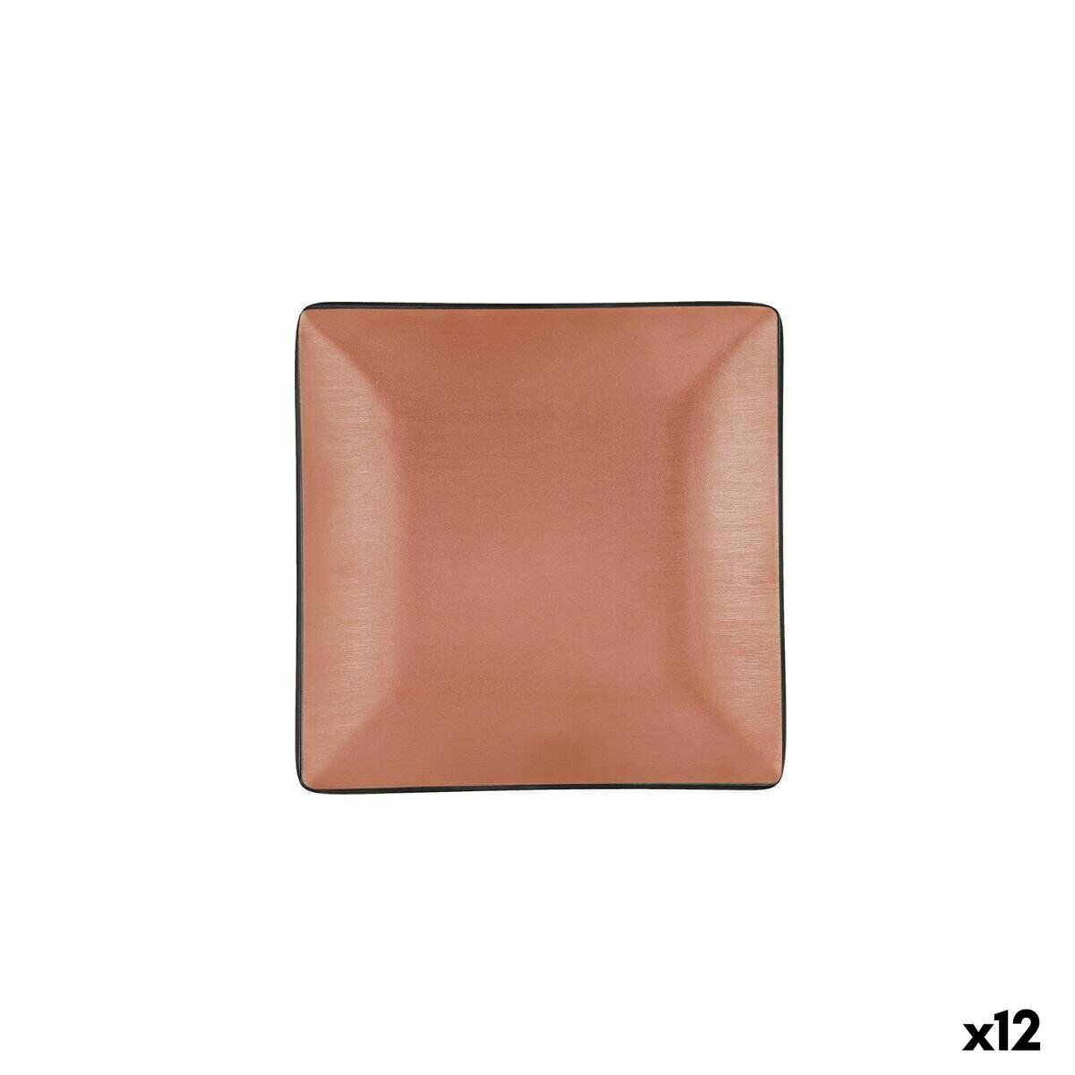 Flat Plate Bidasoa Gio Brown Plastic 18 x 18 cm (12 Units) Bidasoa