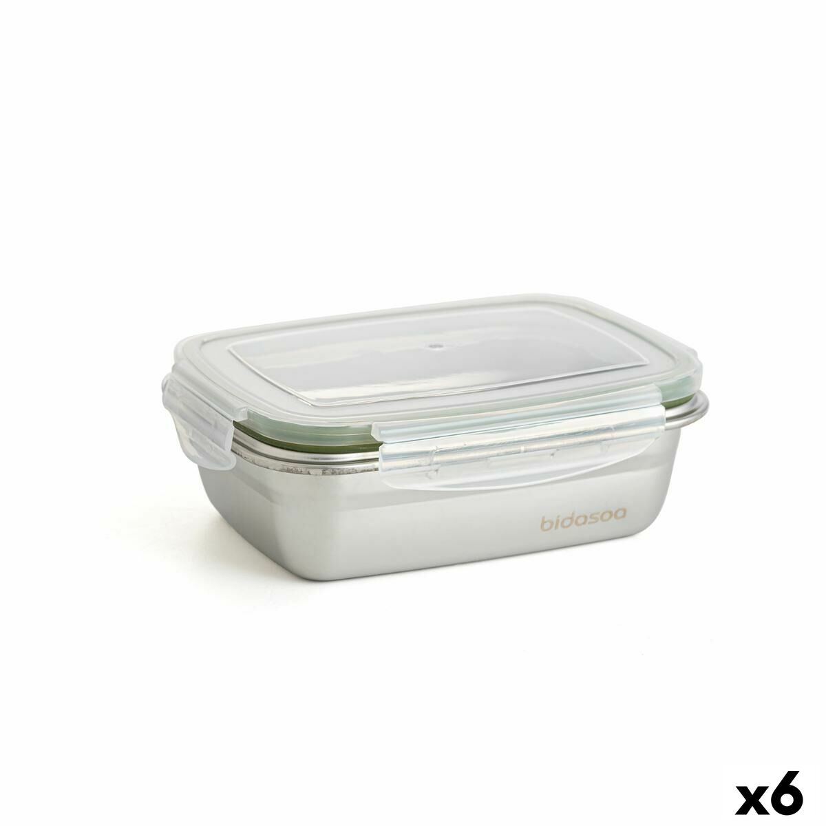 Hermetic Lunch Box Bidasoa Theo 17 x 13 x 6 cm 550 ml Silver Metal (6 Units) Bidasoa