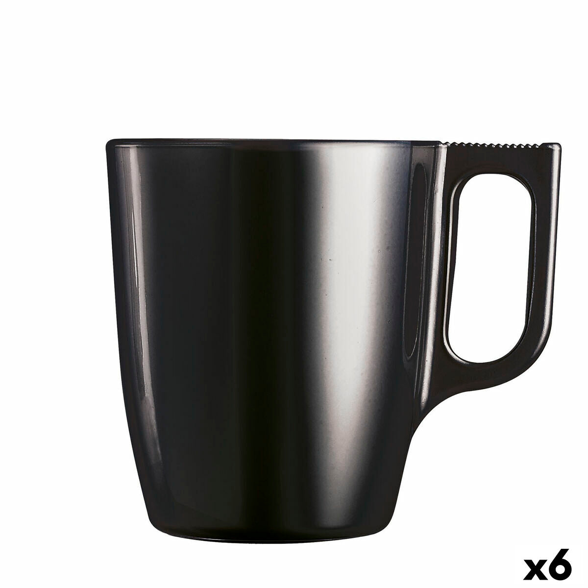 Mug Luminarc Flashy Black 250 ml Glass (6 Units) Luminarc