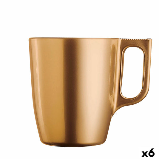 Mug Luminarc Flashy Golden Glass 250 ml (6 Units) Luminarc