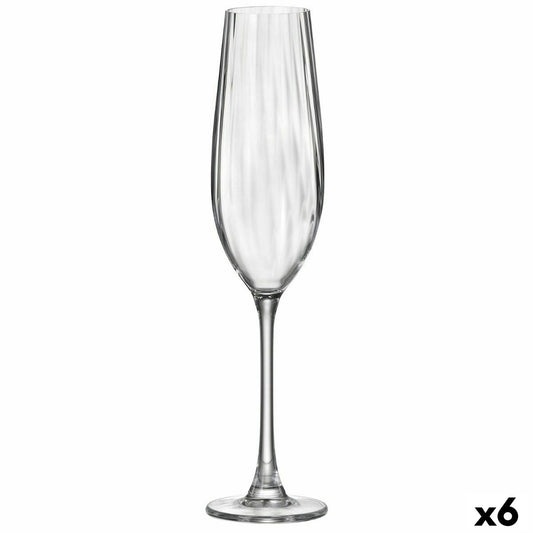 Champagne glass Bohemia Crystal Optic Transparent Glass 260 ml (6 Units) Bohemia Crystal