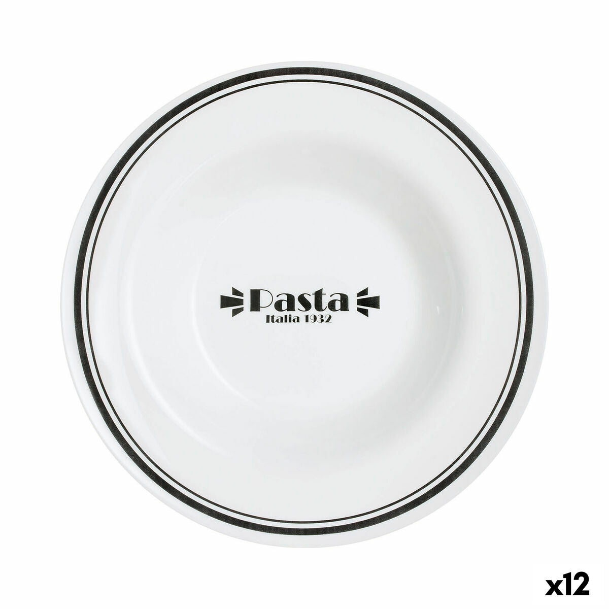 Pasta Dish Luminarc Friends Time Bistro White/Black Glass 28,5 cm (12 Units) Luminarc